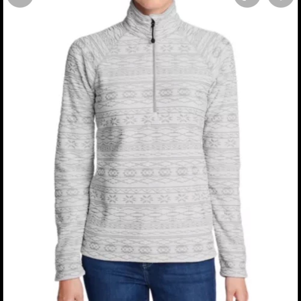 Eddie Bauer Quest Fleece 1/4-Zip Grey Print Size X Large